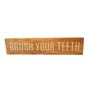 Hearth & Hand Magnolia “Brush Your Teeth” Wood Wall Sign 10” x 2” Farmhouse Bath